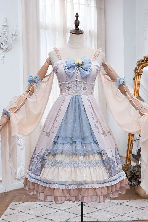 Multi-Color Cardigan Bowknot Elves Multi-Layer Ruffled Sweet Lolita JSK Dress