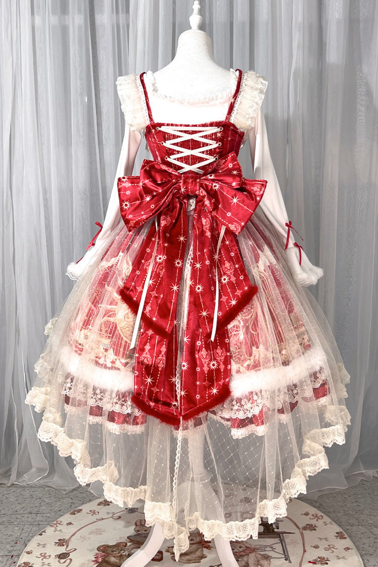 Red Happy New Year Printed Ruffled Bow Lace Classic Chinese Style Gorgeous Lolita Jsk Dress