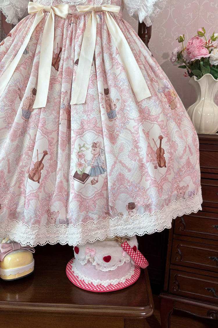 Sweetheart Party Sleeveless Printed Ruffled Embroidered Lace Sweet Lolita Jsk Dress 3 Colors