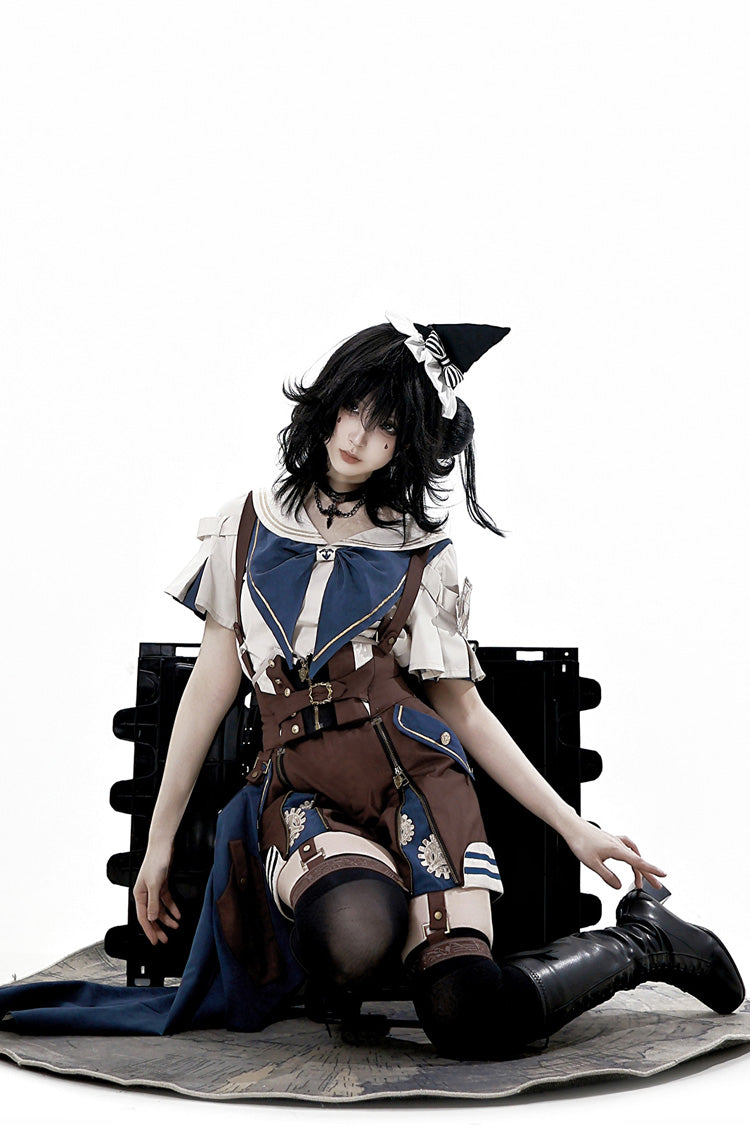 Brown Inventor of Wonderful Equipment Ouji Punk Cool Lolita Bib Shorts