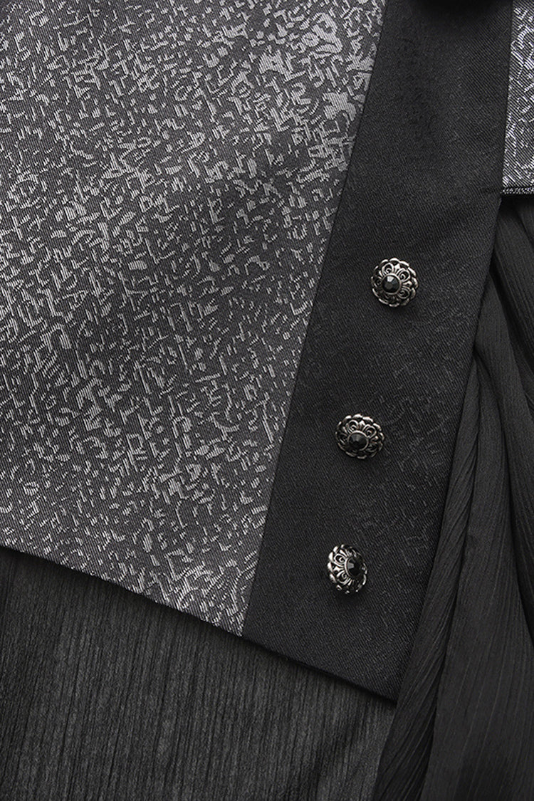 Silver Eternal Dislocated Boundary Sleeveless Lace Slim Gothic Elegant Prince Handsome Lolita Long Coat