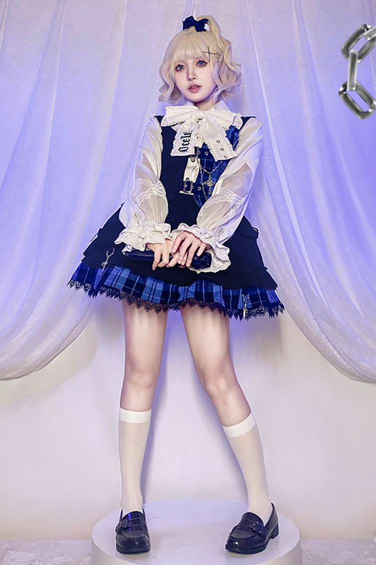 Subculture Plaid Print Ruffle Princess Lolita Skirt Set 2 Colors