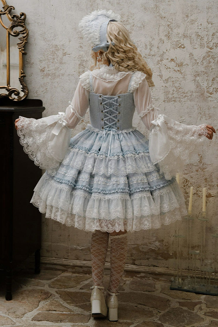 Blue Reinas Sleeveless Ruffle Bowknot Lace Sweet Lolita Jsk Dress