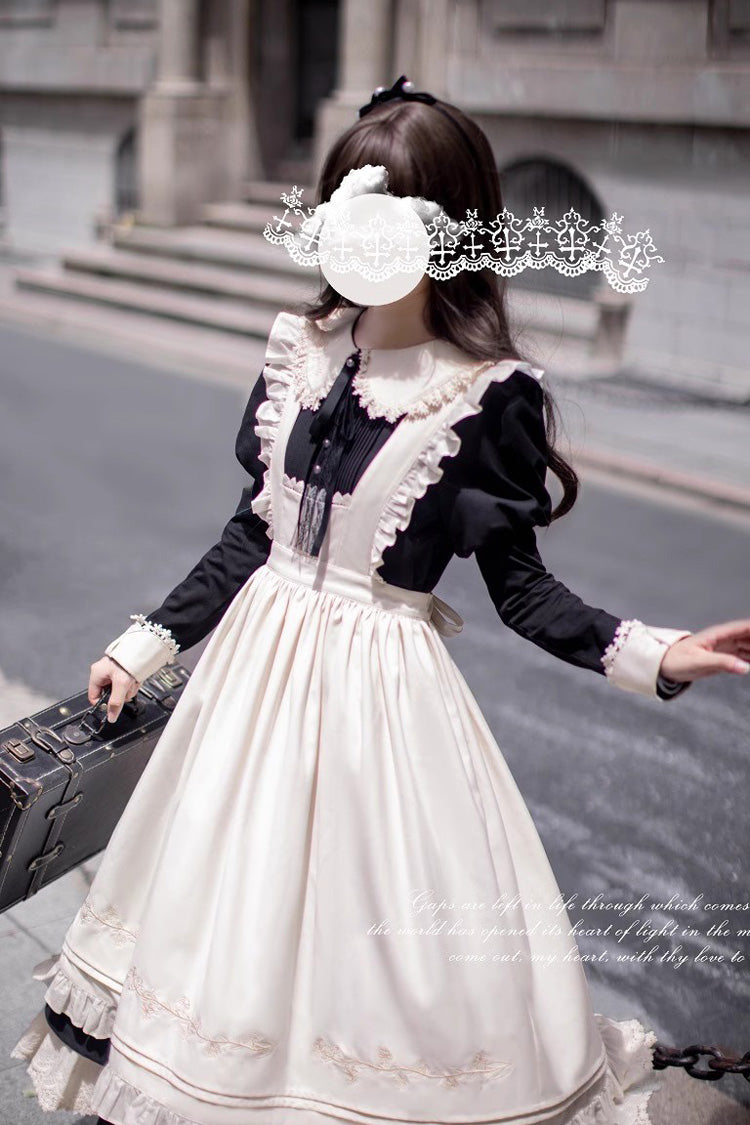 Black Angelina Doll Collar Long Sleeves Ruffle Bowknot Classic Vintage Elegant Lolita Dress