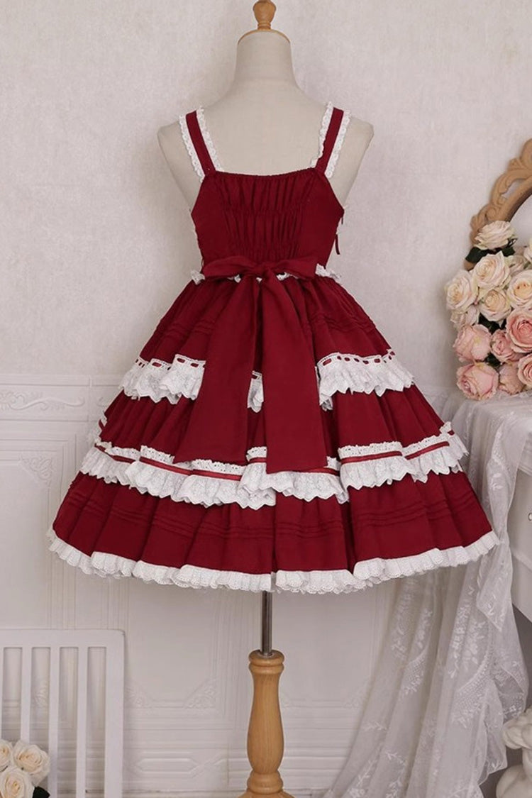 Red/White Sleeveless Multi-layer Bowknot Sweet Lolita Jsk Dress
