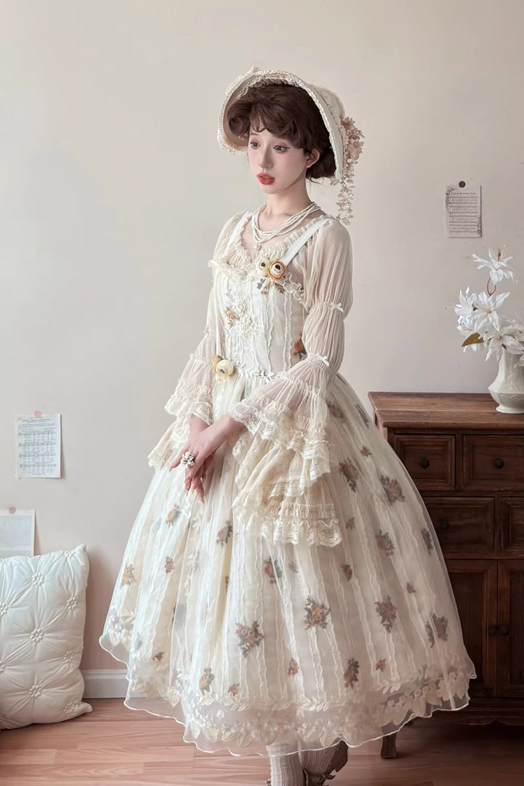Apricot Chloris Printed Embroidered Lace Sweet Lolita Jsk Dress