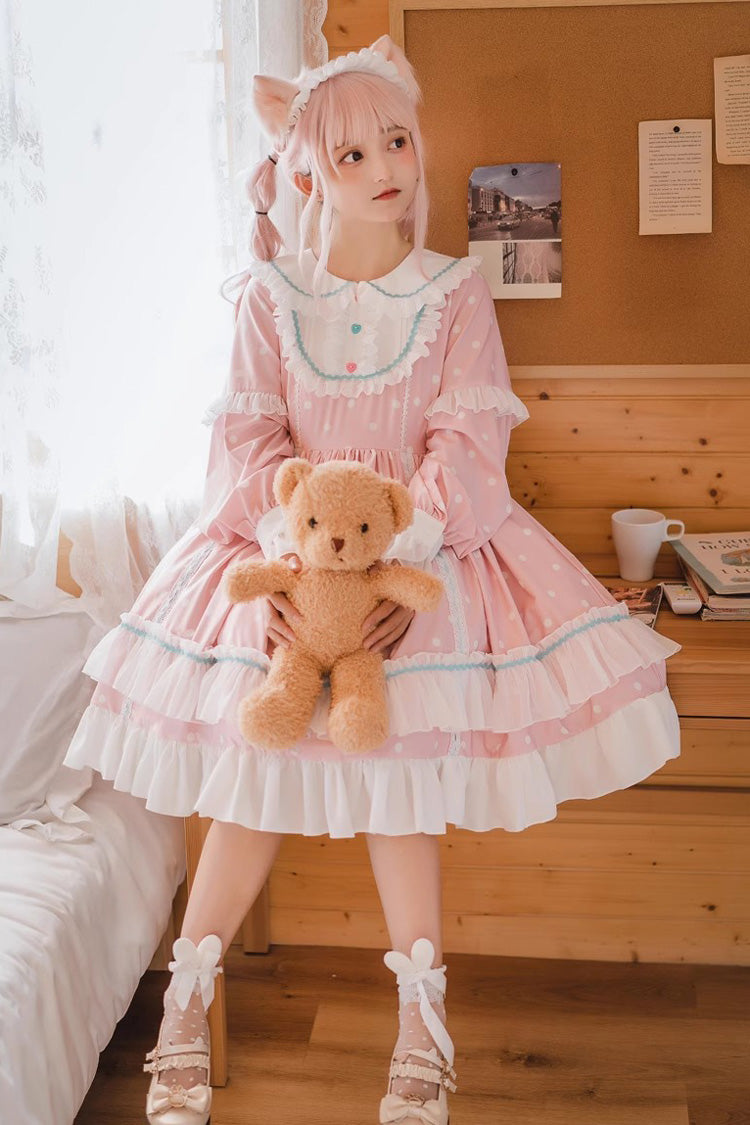 Toffee Bobo Long Sleeves Double Layer Print Ruffle Sweet Lolita Dress 2 Colors