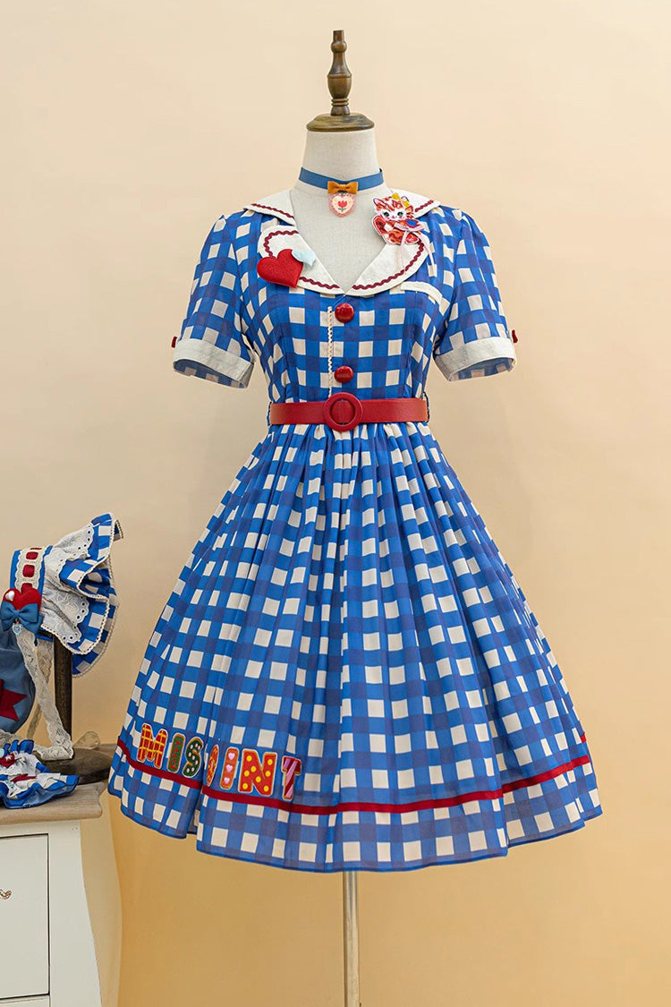 Sweetheart Cat Short Sleeves Print Embroidery Sweet Lolita Dress 3 Colors
