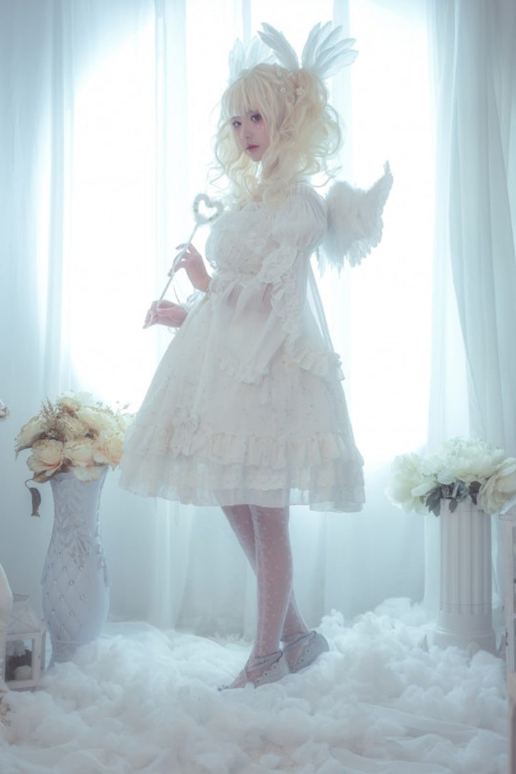 Wishing Stars Double-Layered Ruffle Bowknot Lace-Up Gothic Lolita Jsk Dress Version 1