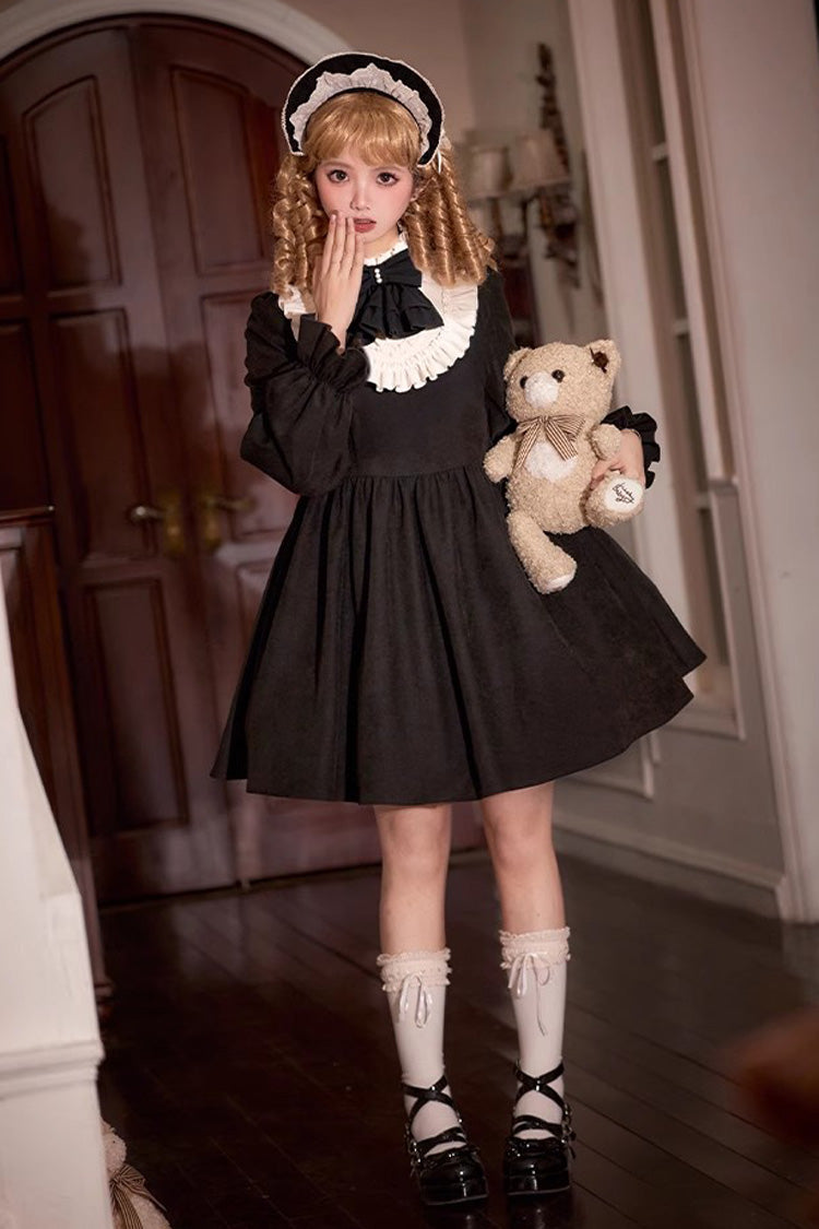 Black Twilight Choir Long Sleeves Bowknot Lace Sweet Vintage Lolita Dress 2 Versions