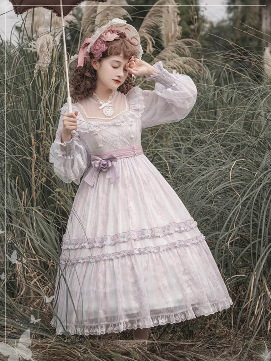 4XL Lolita Dress Plus Size Girls Classic Dress Elegant Long-sleeved Lolita Dress Spring and Autumn One Piece Dress