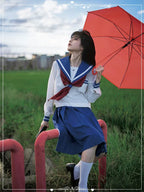 4XL Plus Size Japanese School Uniform Style Sailor Dress with Red Accents Set 5XL