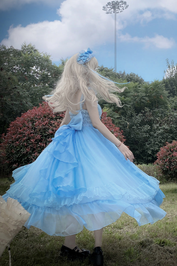 Blue Moonlight Sonata Ruffle Cardigan Bowknot Lace Sweet Vintage Lolita Jsk Dress