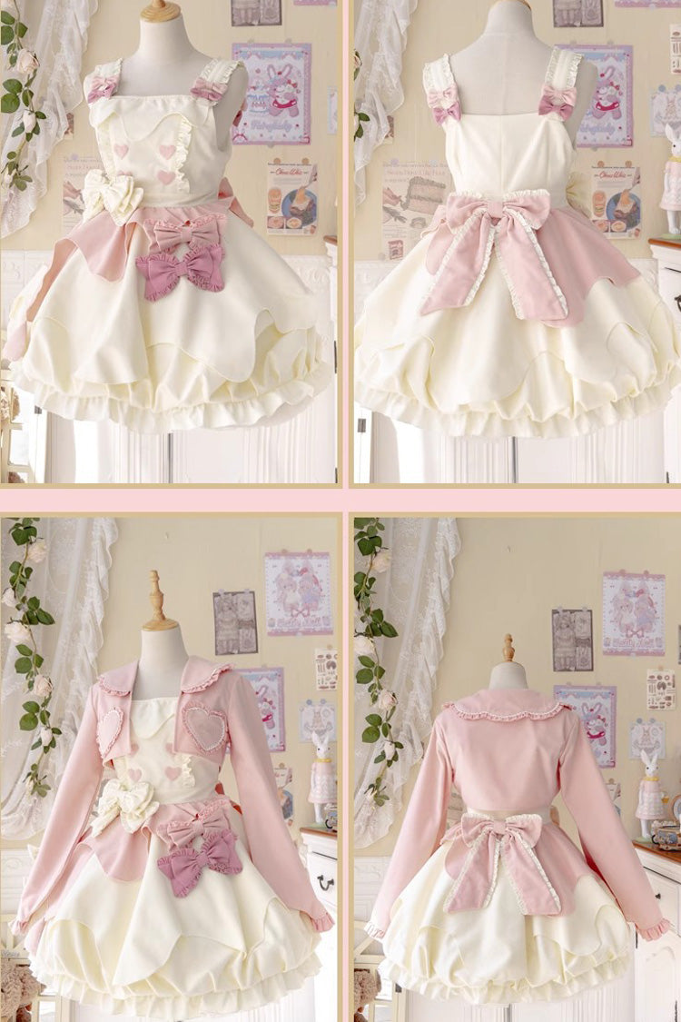 Pink/White Milk Fufu Sleeveless Ruffle Bowknot Sweet Lolita Jsk Dress