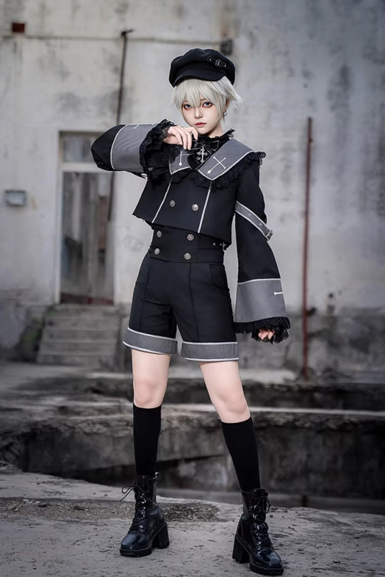 Black Rules of the Otherworld Long Sleeves Gothic Ouji Lolita Shorts Coat Set