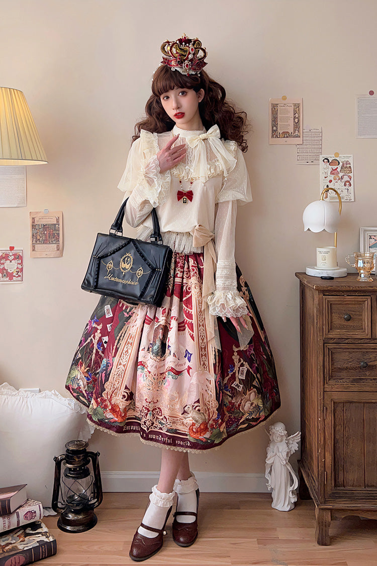 Red Kaleidoscope of Dreams Oil Print Sweet Vintage Gorgeous Lolita Skirt
