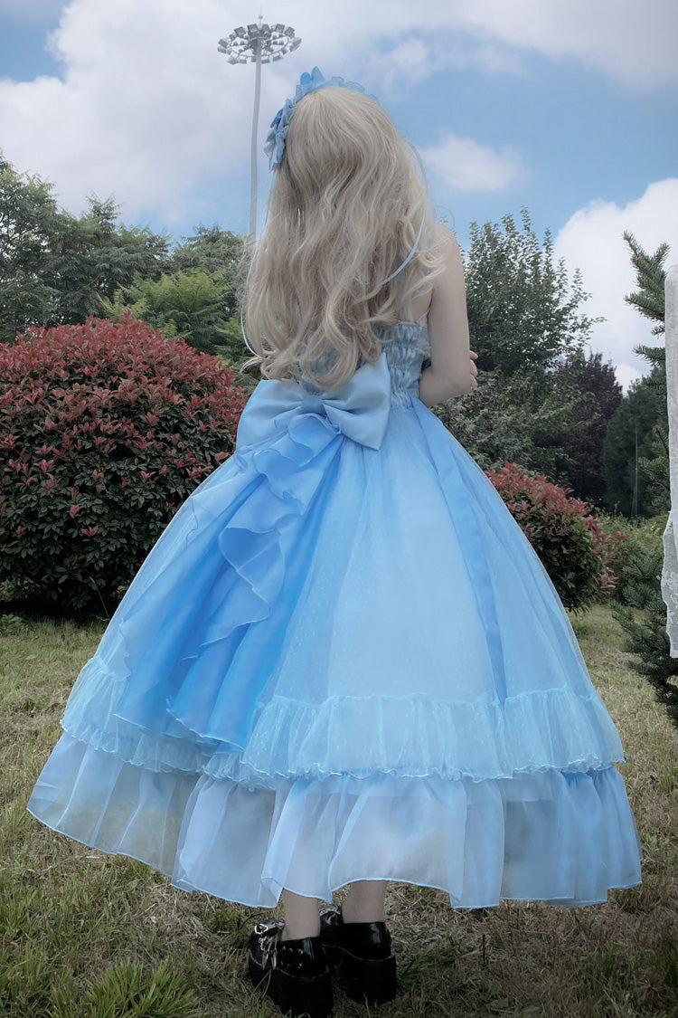 Blue Moonlight Sonata Ruffle Cardigan Bowknot Lace Sweet Vintage Lolita Jsk Dress