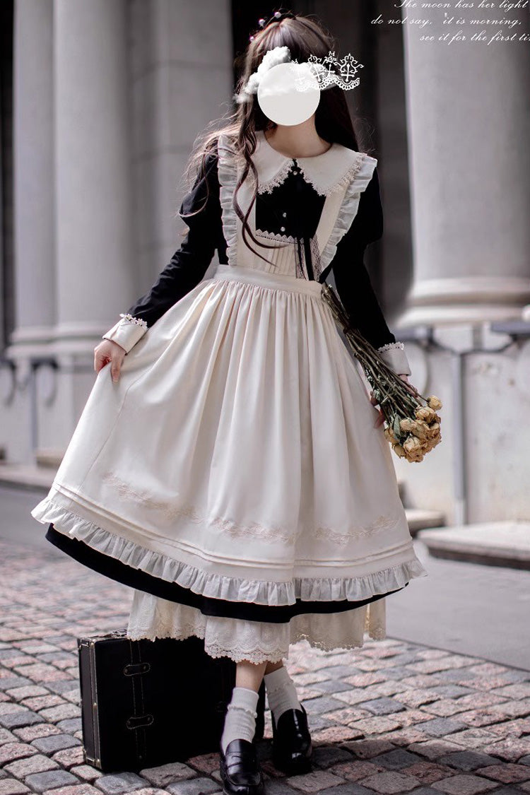 Black Angelina Doll Collar Long Sleeves Ruffle Bowknot Classic Vintage Elegant Lolita Dress