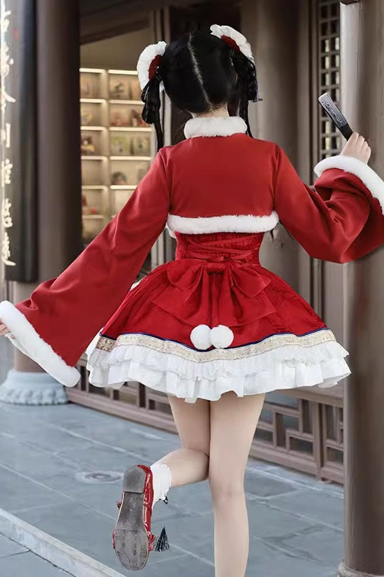 Multi-Layered Ruffle Embroidery Bowknot Sweet Chinese Style Lolita Jsk Dress 2 Colors