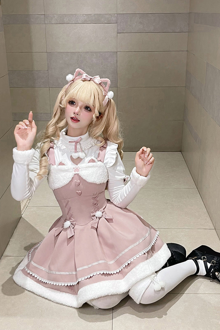 Star Who Meow Double-Layered Bowknot Autumn and Winter Sweet Lolita Jsk Dress 3 Colors