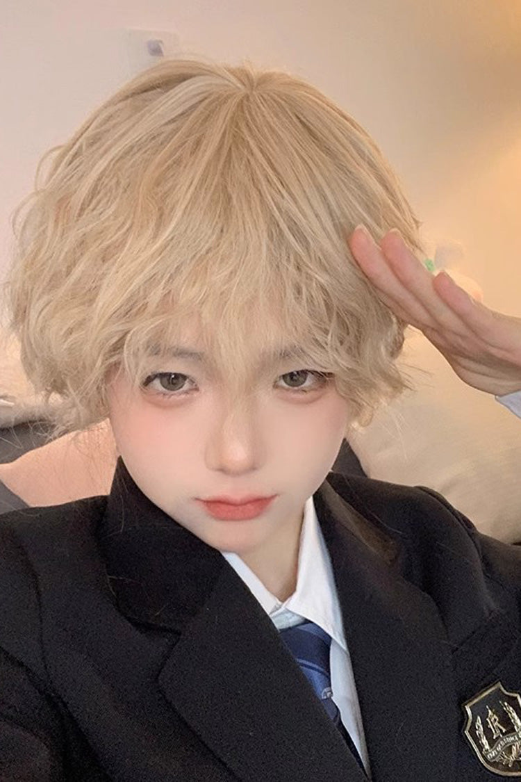 Sand Gold Natural Tin Foil Perm Short Hair Ouji Wig