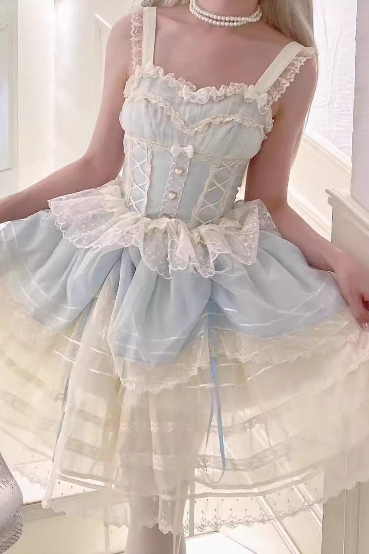 Blue Lemon Sea Salt Ruffle Lace Sweet Princess Lolita Jsk Dress