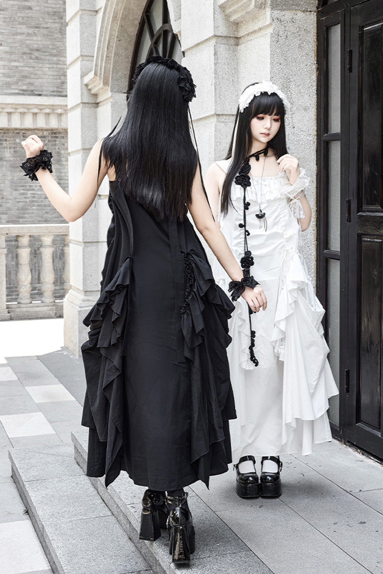 White Dream Sleeveless Ruffle Gothic Lolita Strap Dress