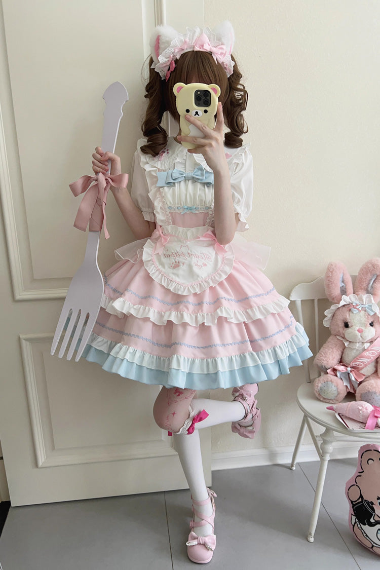 Cat Ear Story Multi-layer Ruffle Bowknot Sweet Lolita Jsk Dress 4 Colors