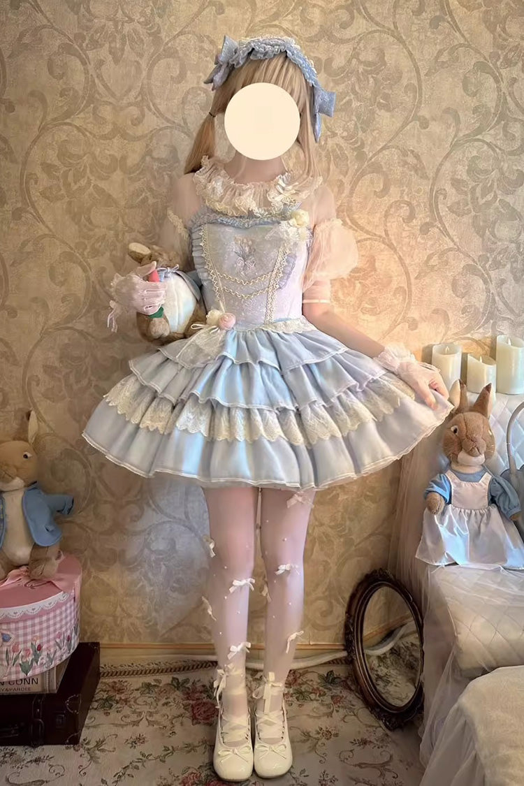 Good Night, Tulip Sleeveless Multi-Layered Ruffled Embroidered Lace Sweet Ballet Lolita Jsk Dress 2 Colors