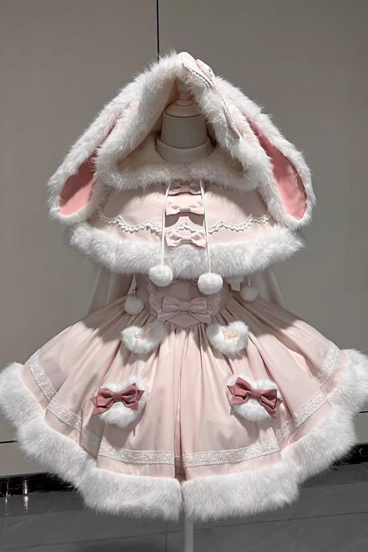 Sweet Dream Bunny Furry Bowknot Sweet Lolita Dress 2 Colors and 2 Versions