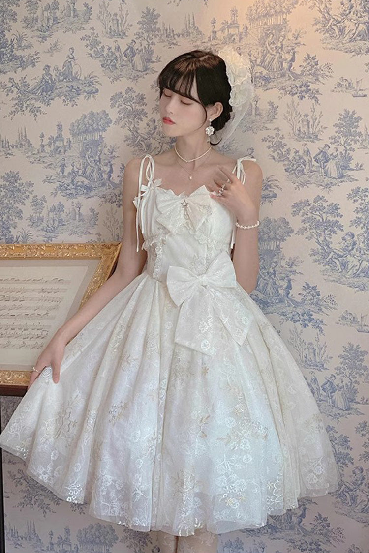 White Print Hanayome Embroidery Bowknot Sweet Lolita Prom Jsk Dress
