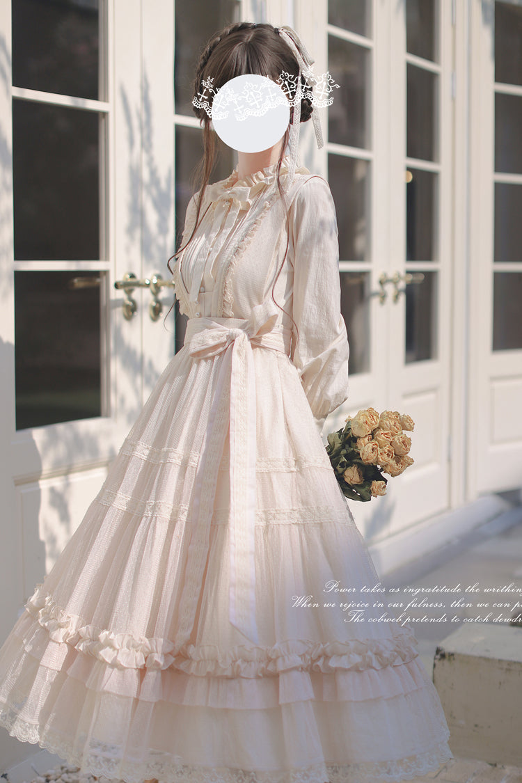 Ivory Sleeveless Ruffle Lace Sweet Japanese Elegant Lolita Jumper Dress