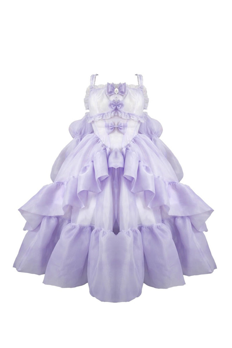 Purple Fall Into The Purple Galaxy Gradient Ruffle Cardigan Bowknot Sweet Plus Size Princess Lolita Jsk Dress