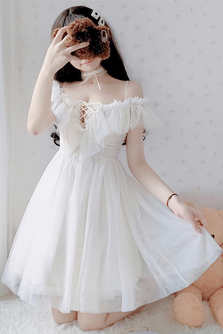 White Boat Neck Sweet Lolita JSK Strapless Dress