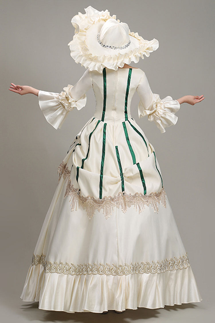 Champagne Hime Sleeves Half Sleeves Square Collar High Waisted Ruffled Victorian Lolita Prom Dress
