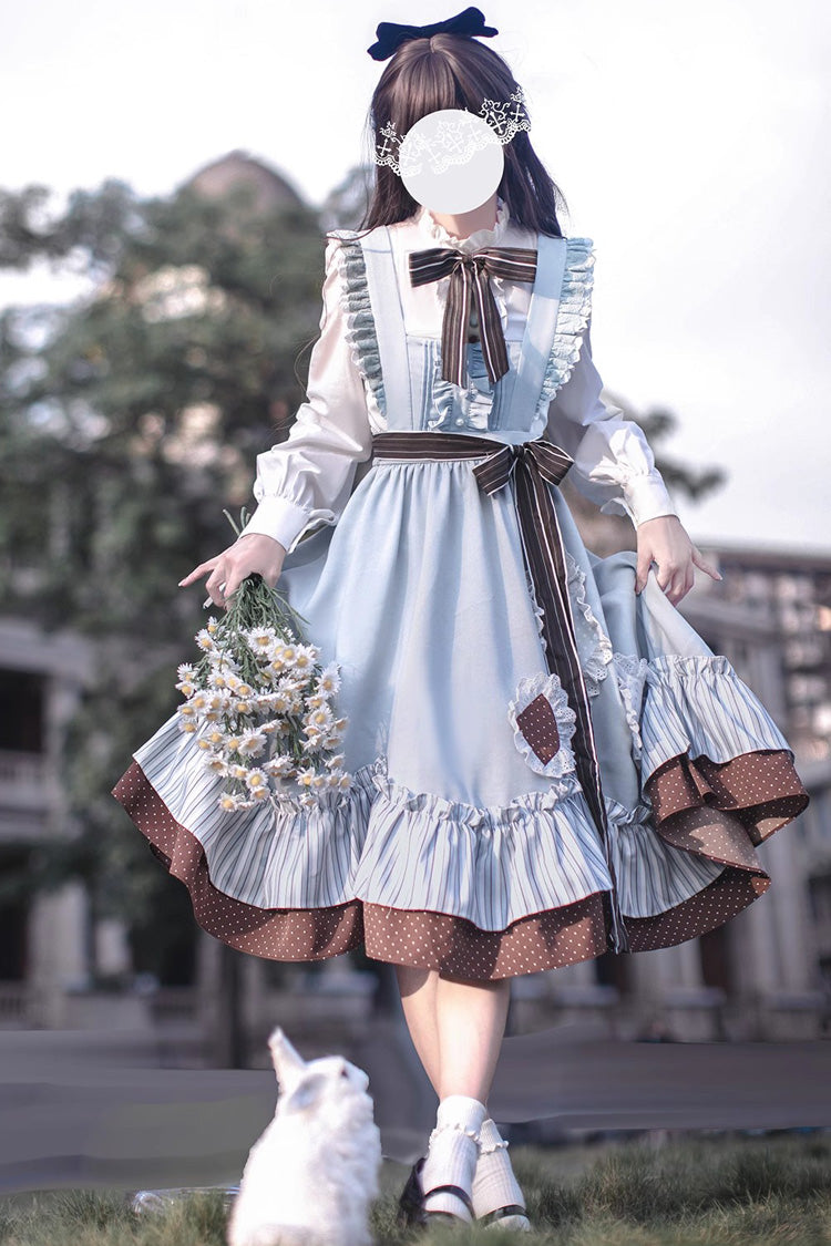 Blue/Brown Magic Vocal Club Ruffle Bowknot Sweet College Style Elegant Lolita Jsk Dress