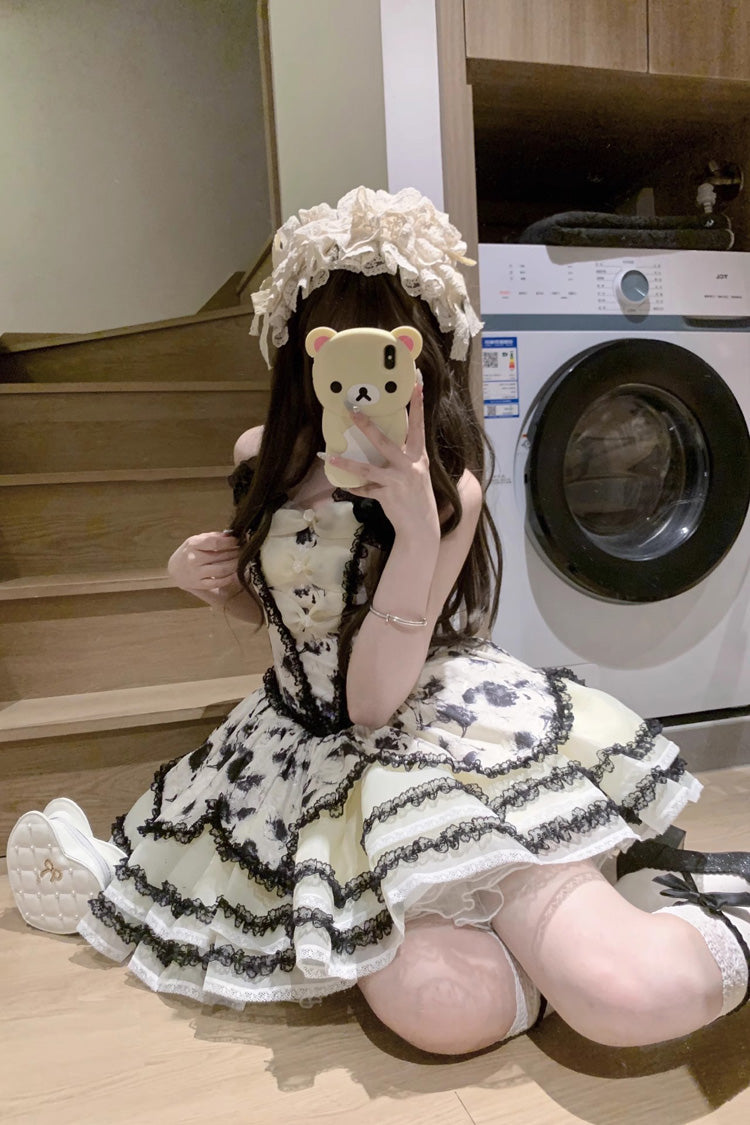Jasmine Rain Print Stitching Lace Sweet Lolita Jsk Dress 6 Colors