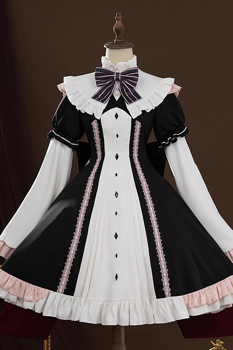 Black Yog-Sothoth's Courtyard Cosplay Tereboka Little Reaper Long Sleeves Ruffle Cardigan Bowknot Lace Hooded Gothic Lolita Dress Set