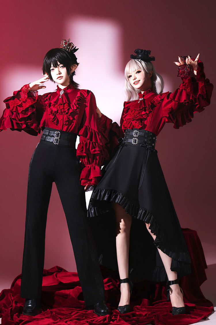 Black Day and Night Song Long Sleeves Ruffle Ouji Gothic Lolita Skirt Blouse