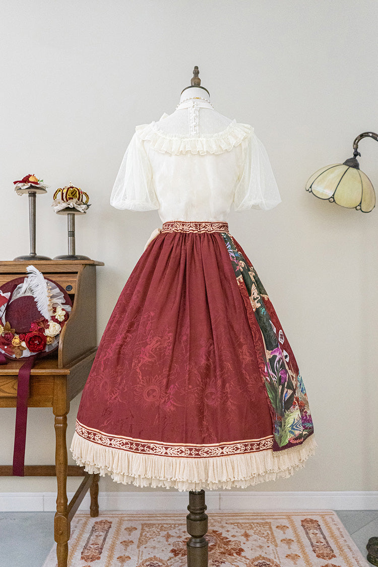 Red Kaleidoscope of Dreams Oil Print Side Cardigan Sweet Vintage Gorgeous Lolita Skirt