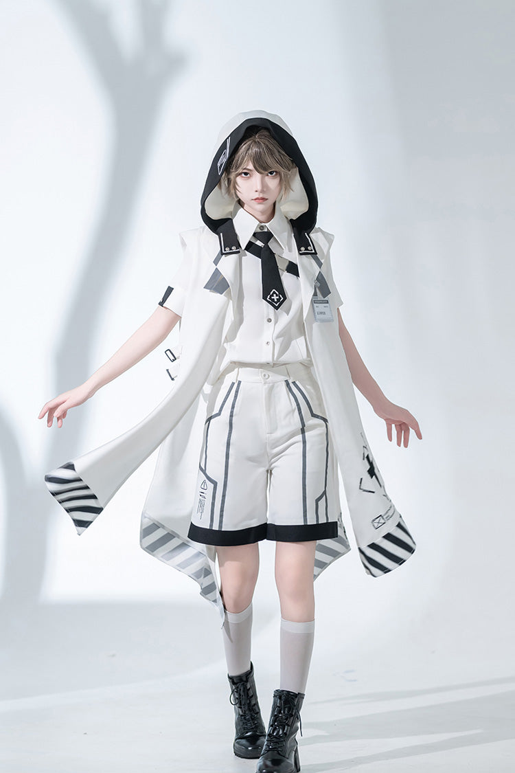 White Handsome Short Sleeves Ouji Lolita Fashion Blouse
