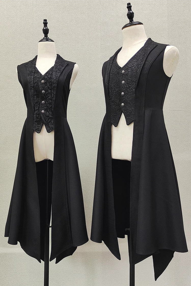 Black Sleeveless Print Gothic Prince Handsome Ouji Lolita Vest