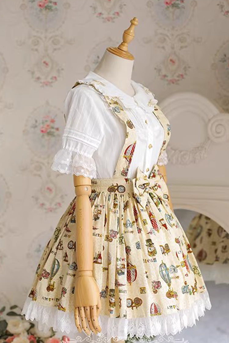 Mechanical Balloon Printed Bow Lace Sweet Lolita Jsk Dress 2 Colors