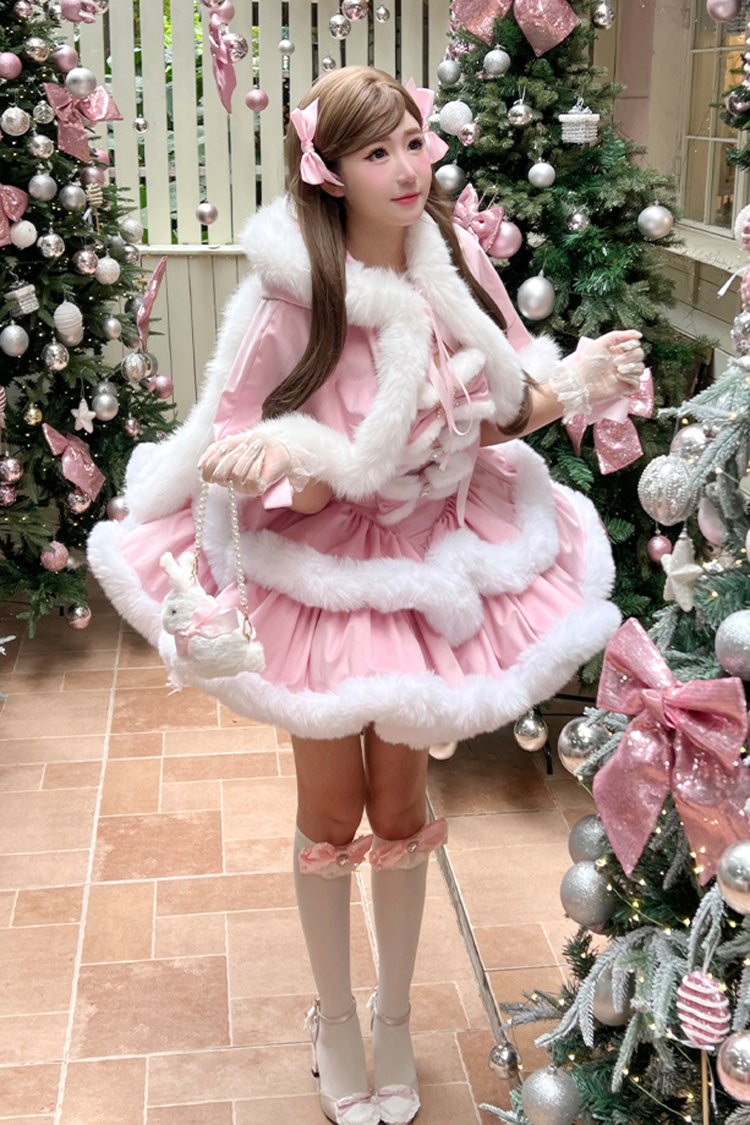 Pink Holiday Double-Layered Bowknot Sweet Princess Lolita Strapless Dress