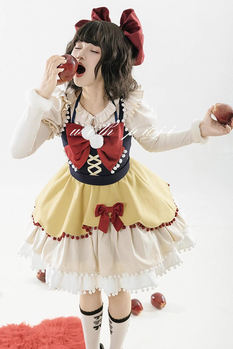 Confession Function Multi-layer Ruffle Bowknot Color Matching Autumn Winter Sweet Lolita Jsk Dress