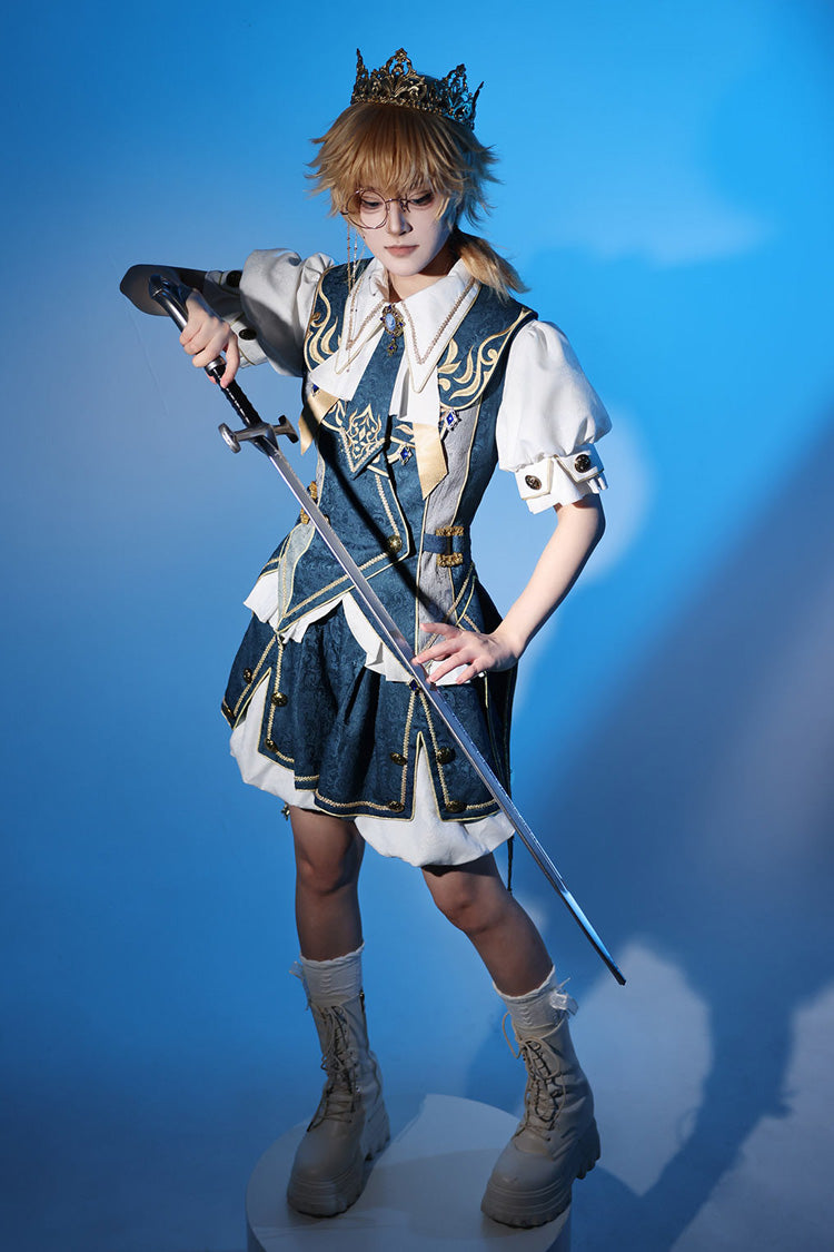 Blue Contract Magic Medieval Embroidery Classic Prince Handsome Ouji Lolita Coat