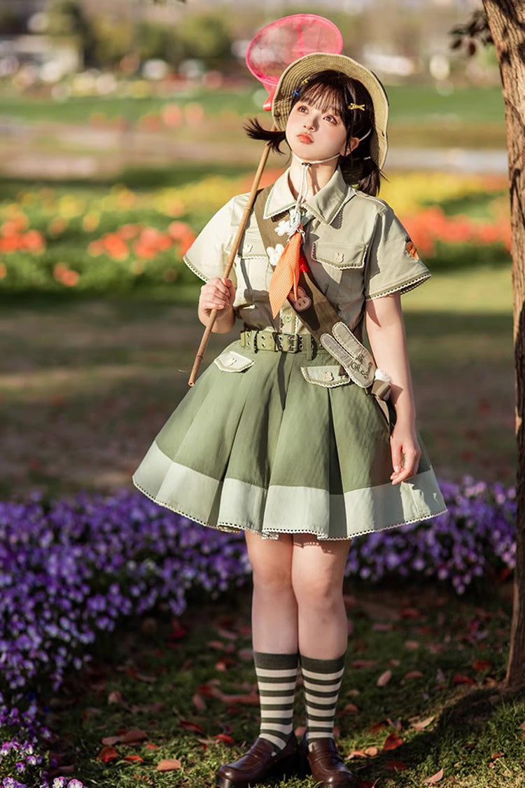 Green Bunny's Spring Journey Short Sleeves Ouji Lolita Blouse