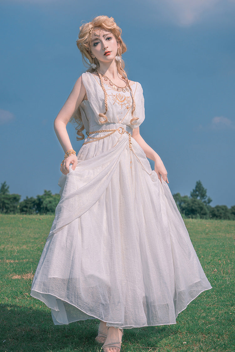 White Ragnarok Sleeveless Embroidery Sweet Elegant Lolita Jsk Dress