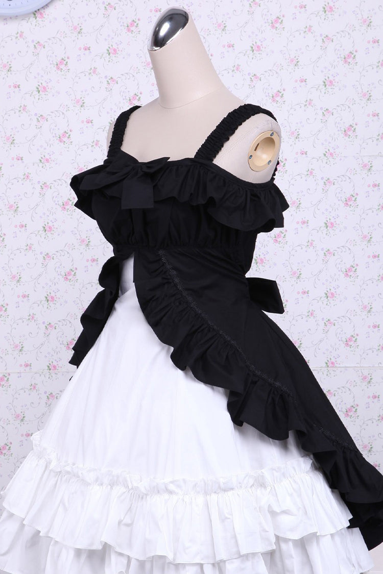 Black/White Cotton Multi-Layer Bowknot Cardigan Classic Lolita Dress