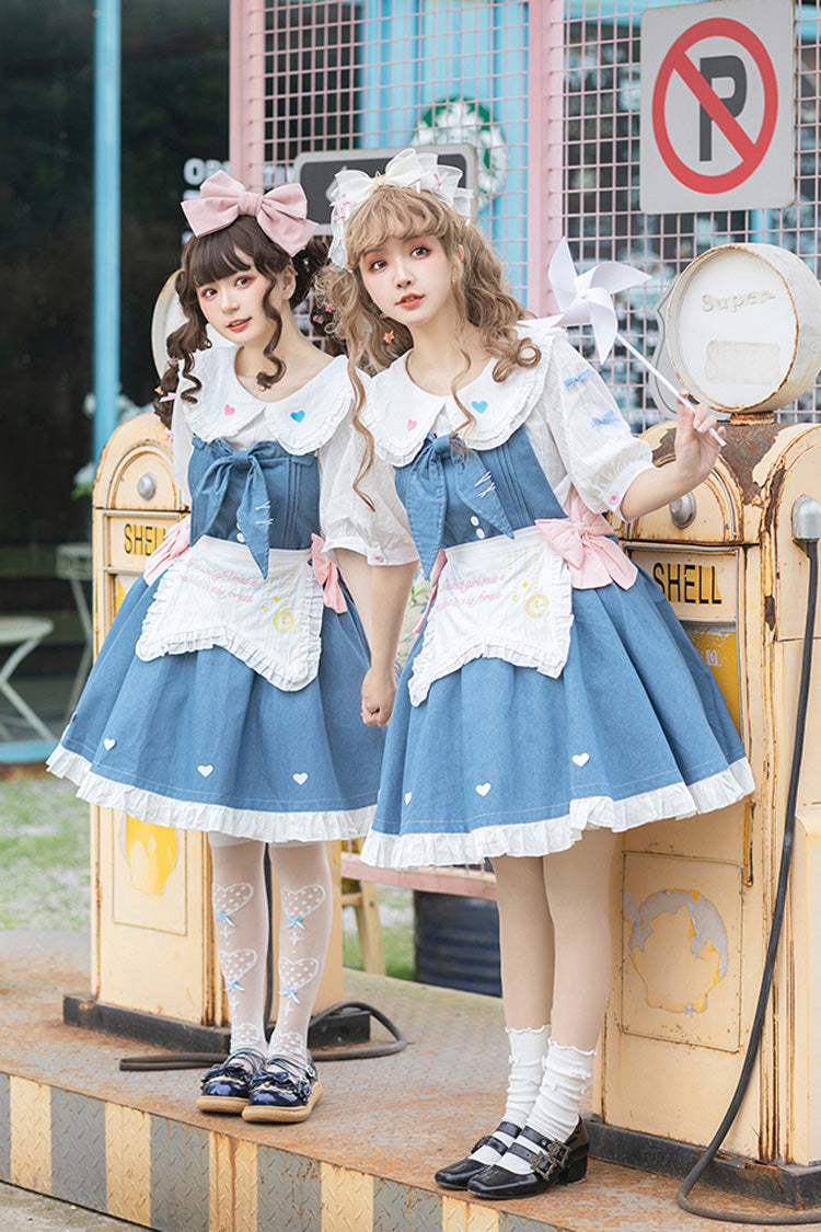 Blue Cowboys Are Busy Ruffle Bowknot Sweet Lolita Strap Dress